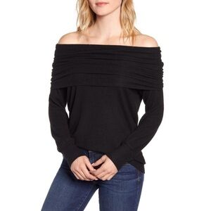 New Gibsonlook Convertible Neckline Cozy Tunic Top in Black